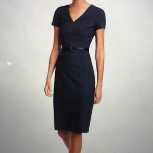 J. Crew Cap-Sleeve V-Neck Dress in Italian Wool